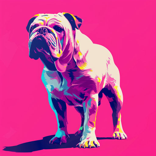 Bulldog clipart on vibrant magenta background