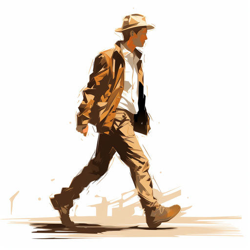 Walking clipart in the style of Chiaroscuro Art, on white background