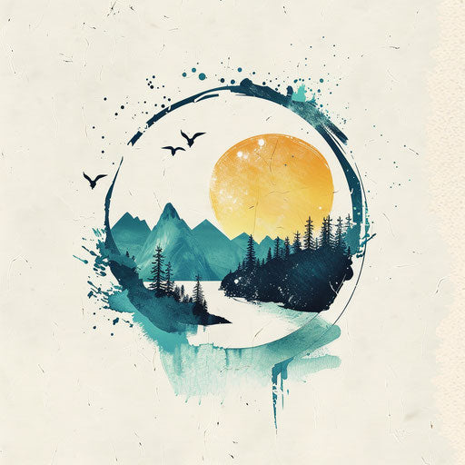 Creative hand-drawn logo design with natural texture background, artistic elements