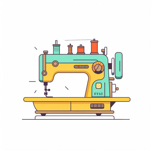 Minimalist-style sewing machine clipart on white background