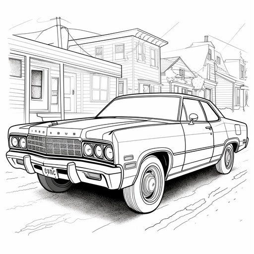 Free police car coloring pages for kids, 1970s vintage-inspired