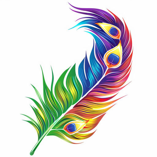 Stylized peacock feather in rainbow colors