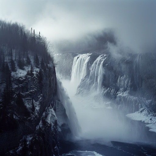 Montmorency Falls, Quebec, with mist and fog