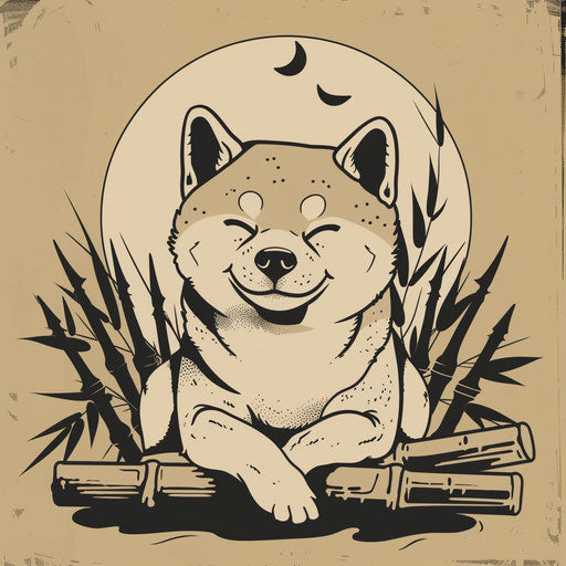 Zen-inspired flat tattoo sketch for dog with Shiba Inu