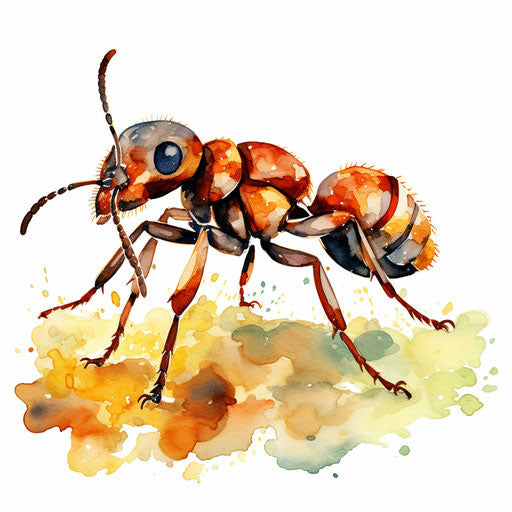 Ant clipart in the style of Impressionistic Art, on a white background