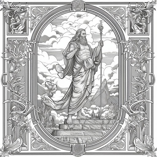 The Ten Commandments with intricate borders, Gennady Spirin style