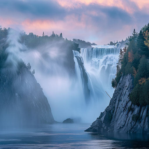 Montmorency Falls, Quebec, with mist and fog