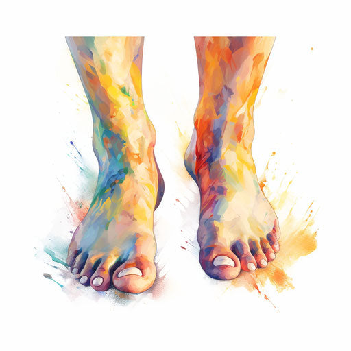Toe clipart in the style of oil painting, on a white background