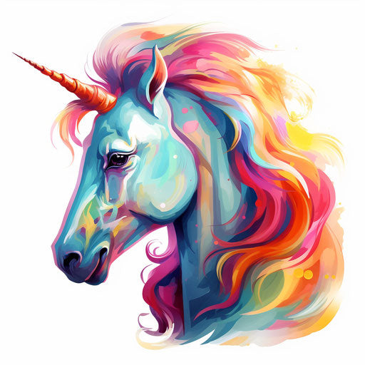 Unicorn clipart in the style of an oil painting, on a white background