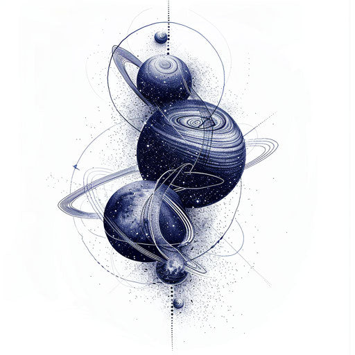 Celestial tattoo sketch of the conjunction of the spheres