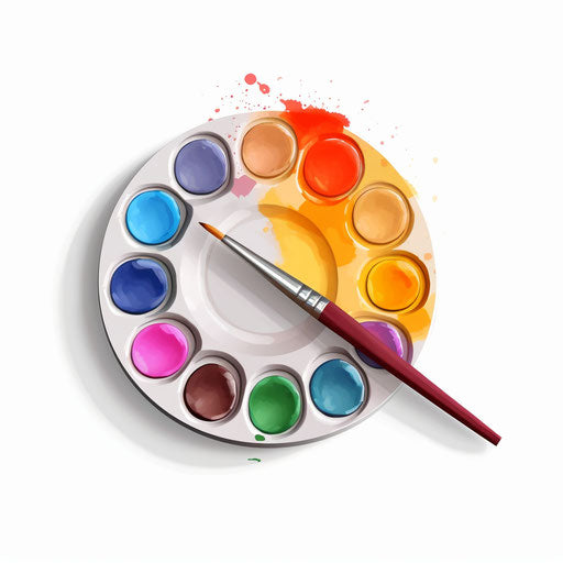 Paint palette in Minimalist style, on white background