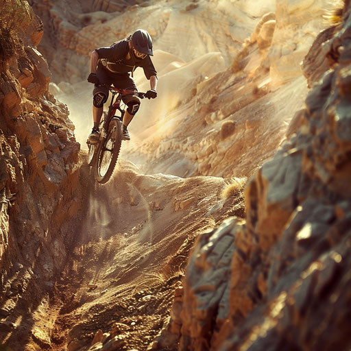 Mountain biker on rugged trail