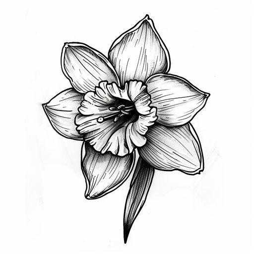 Traditional tattoo style of a narcissus flower