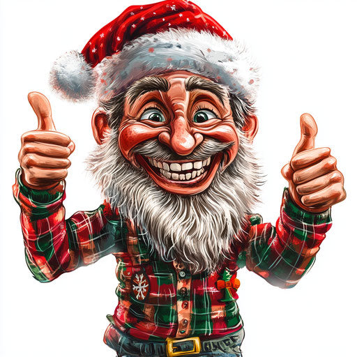 Humorous caricature of a Christmas picture with exaggerated human characteristics