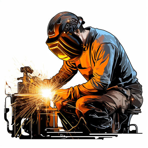 Chiaroscuro Art Style: Welding Clipart on White Background