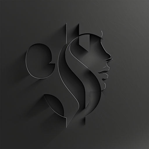 Chic fashion logo with bold angular fonts on dark grey background