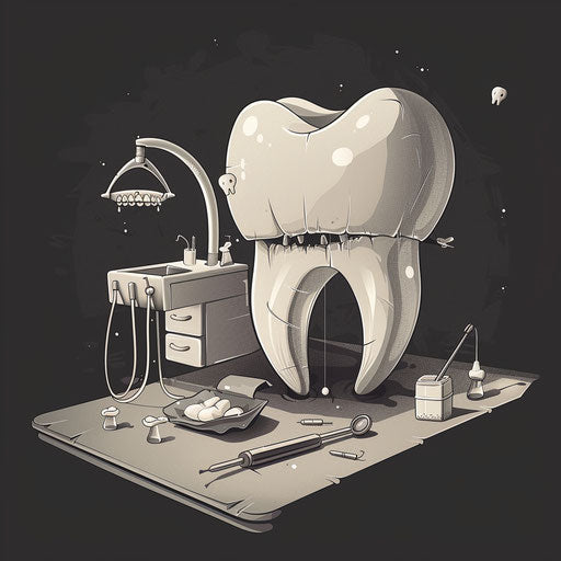 Realistic dentist illustration on dark charcoal background