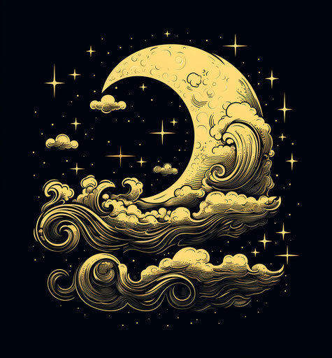 The moon and cloud in the night drawing