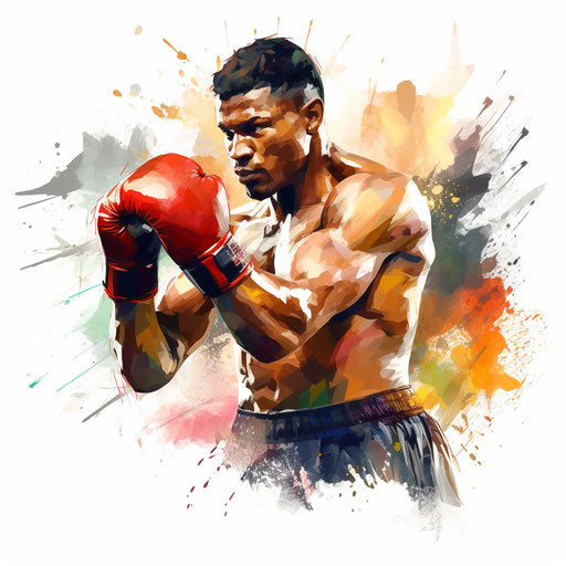 Boxing clipart in the style of Impressionistic Art, on a white background