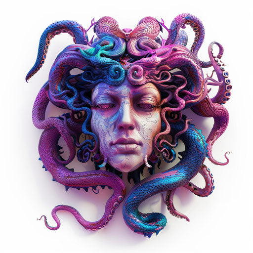 Realistic Medusa clipart on flat white background