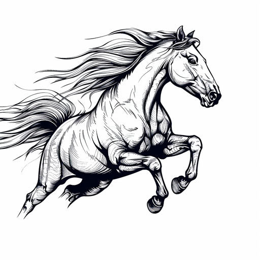 Elegant horse in motion on white background
