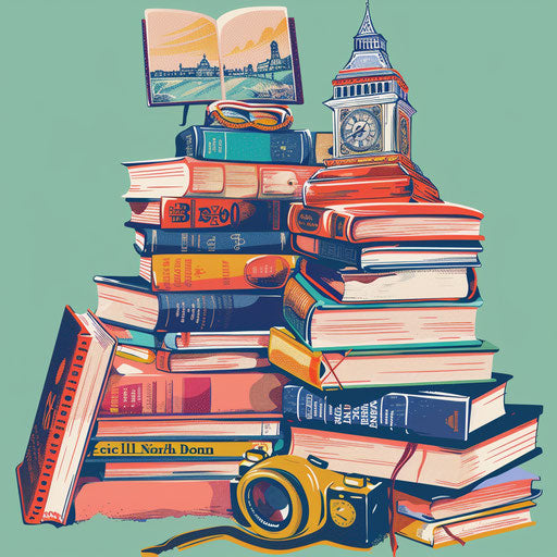 Colorful adventure of travel books reading