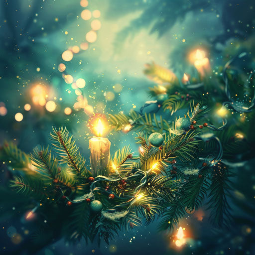 Holiday illustration with flat random background and ethereal glow
