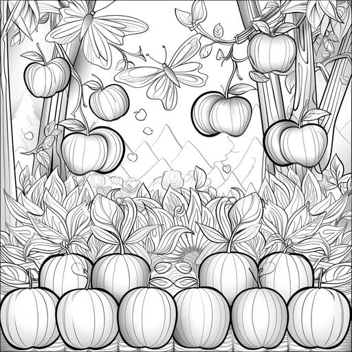 Apples with wings in magical forest