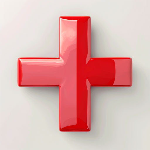 Red cross clipart with flat random background, glossy finish