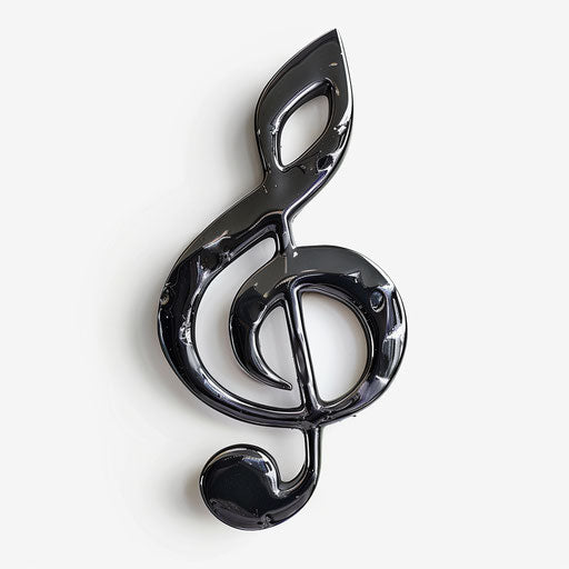 Glossy black note centered on white background
