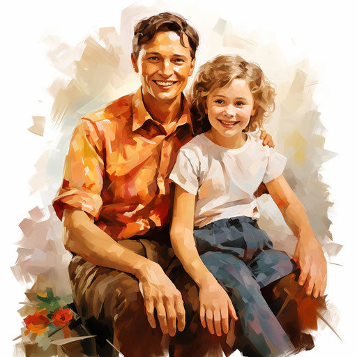 Family clipart in the style of Oil painting