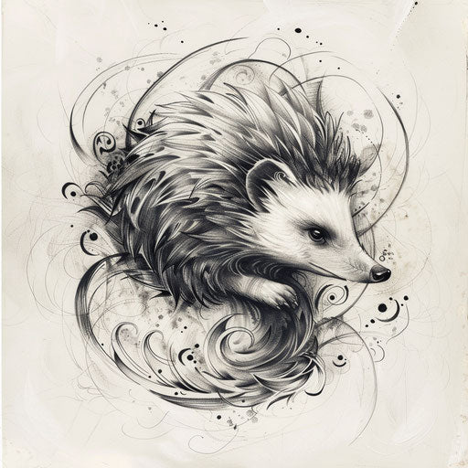 Elegant sketch of a hedgehog with delicate curves
