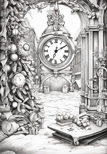 Captivating christmas with clock and decorations