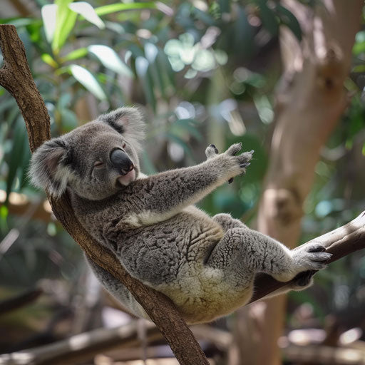 Koala lounging on a branch, peaceful and relaxed
