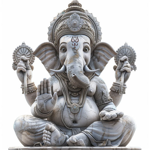 Ganesh clipart in photo realistic style with flat white background