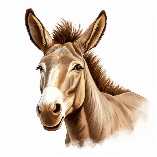 Donkey illustration in the style of chiaroscuro art on white background