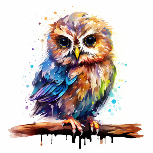 Cute owl clipart in the style of Impressionistic Art
