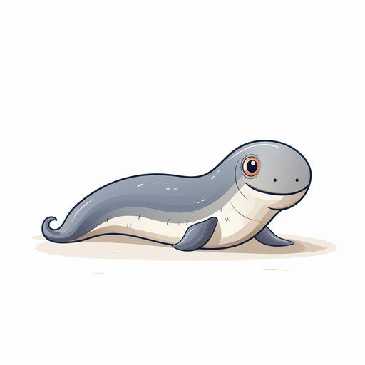 Minimalist illustration of an eel on white background