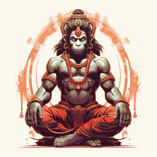 Hanuman clipart in the style of Chiaroscuro Art, on a white background
