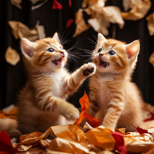 Orange cat kittens playing