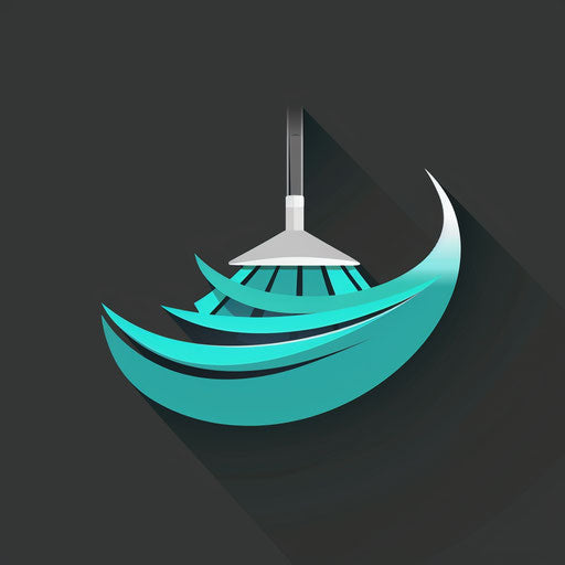 Cleaning company logo in teal and gray with sleek backdrop