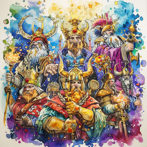 Joyful sketch of Baldur's coronation, with gods in attendance