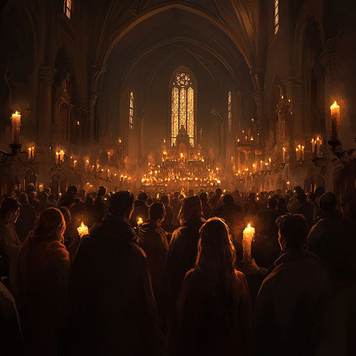 Traditional carols in a candlelit church
