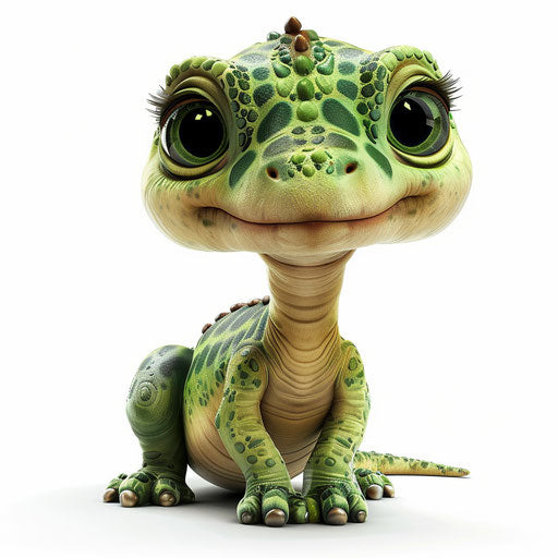 Cute dinosaur in photo realistic style on white background
