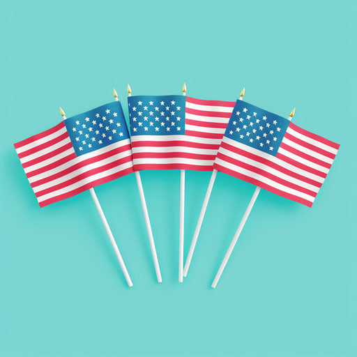 Realistic 4th of July clipart on turquoise background