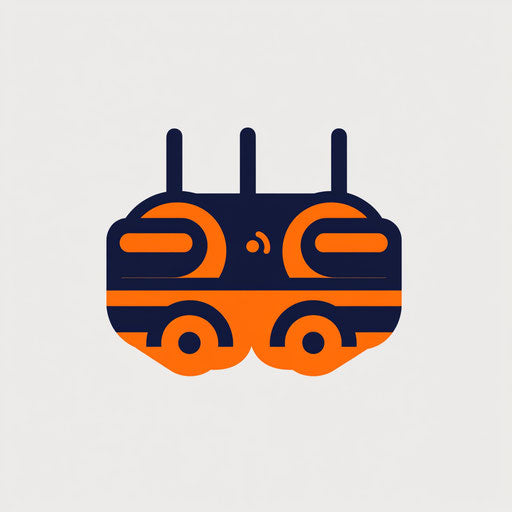 Minimalist DJ logo with DJ controller on light gray background