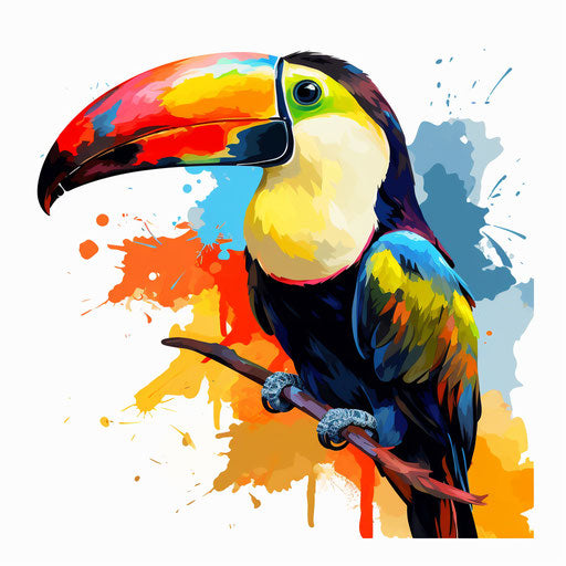 Toucan clipart in the style of Oil painting, on a white background