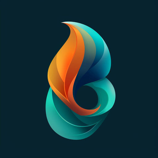 Examples of logos with abstract shapes and vibrant gradient, showcasing teal and orange colors