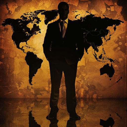 Businessman with global map in the background
