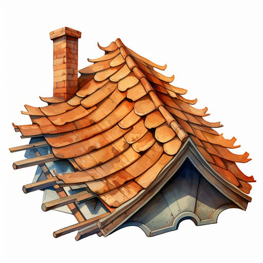 Roof clipart in the style of Oil painting, on a white background